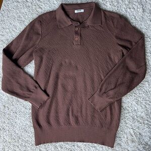 Men’s Small Coofandy Brown Knit Sweater Shirt
